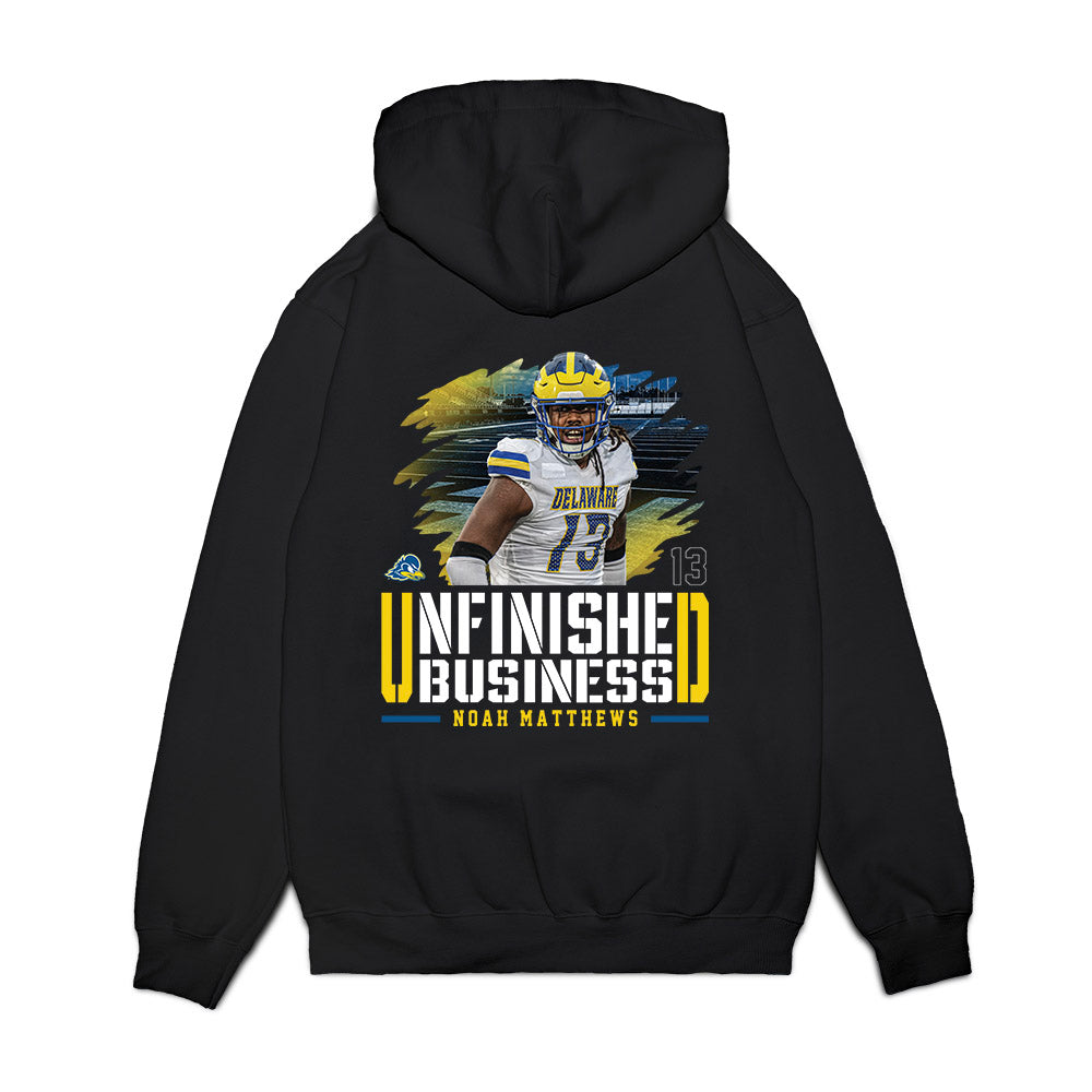 Delaware - NCAA Football : Noah Matthews - Unfinished Business Premium Hooded Sweatshirt-1