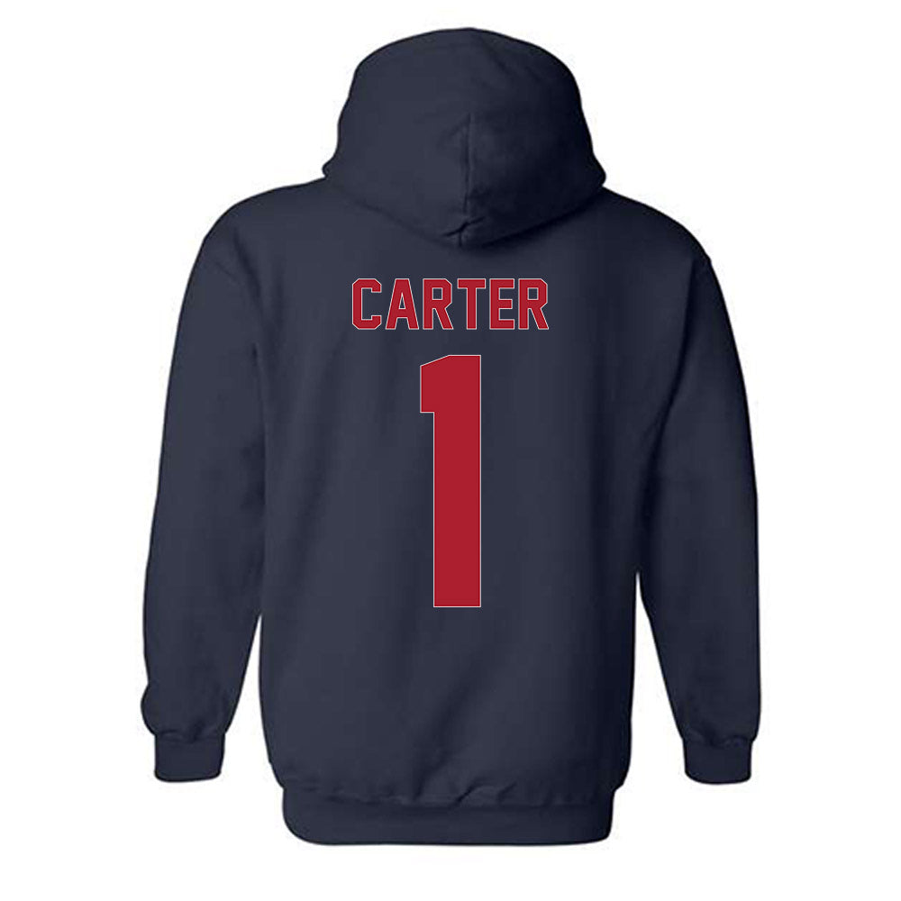 Liberty - NCAA Men's Basketball : Zander Carter - Vintage Shersey Hooded Sweatshirt-1