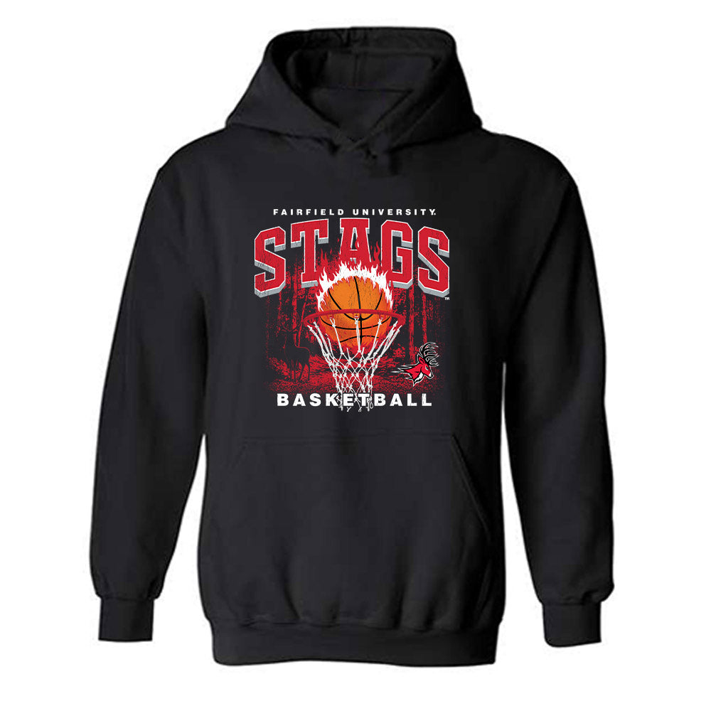 Fairfield - NCAA Men's Basketball : Eric Mejia - Vintage Shersey Hooded Sweatshirt-0