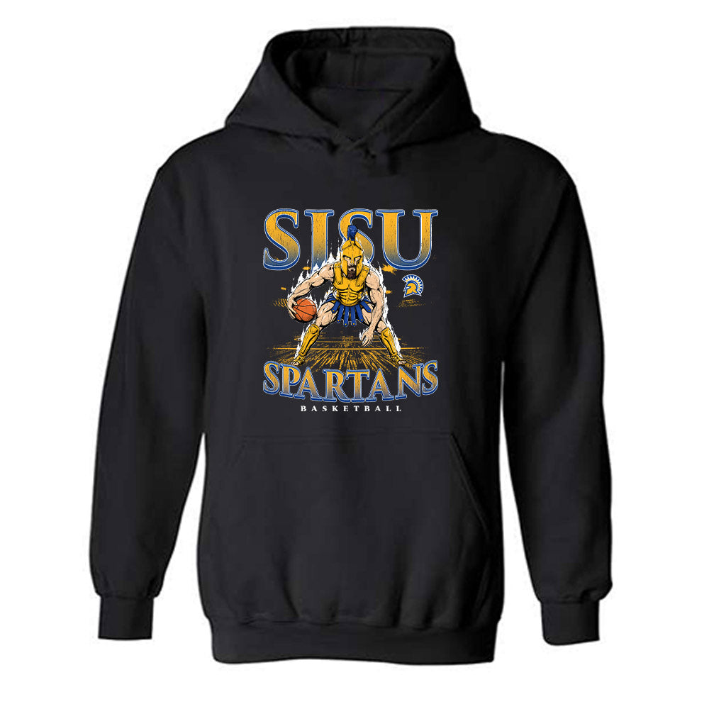 SJSU - NCAA Men's Basketball : Japhet Moupadele - Vintage Shersey Hooded Sweatshirt-0