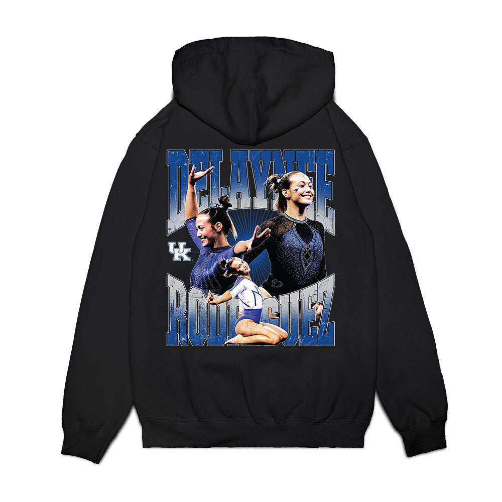 Kentucky - NCAA Women's Gymnastics : Delaynee Rodriguez - Collage v2 Premium Hooded Sweatshirt-1