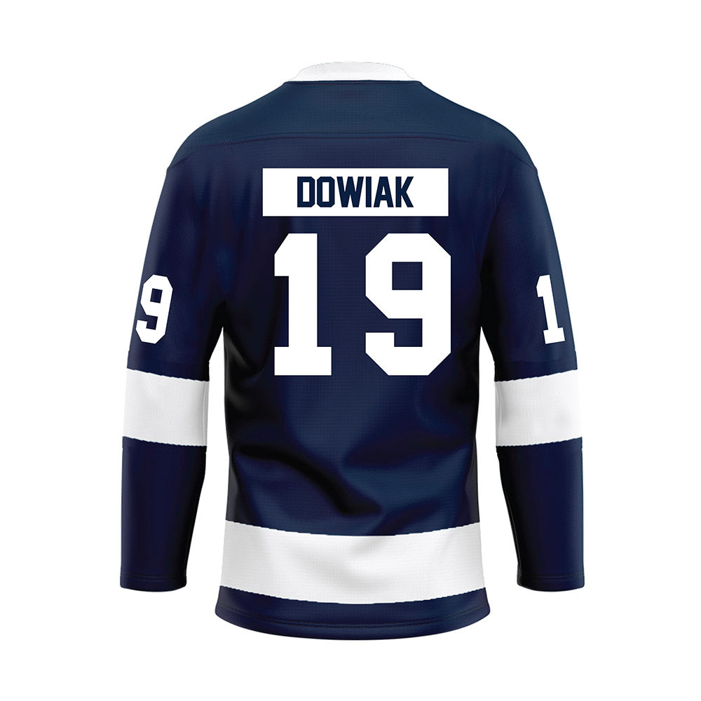 Penn State - NCAA Men's Ice Hockey : Dane Dowiak - Navy Hockey Jersey-1