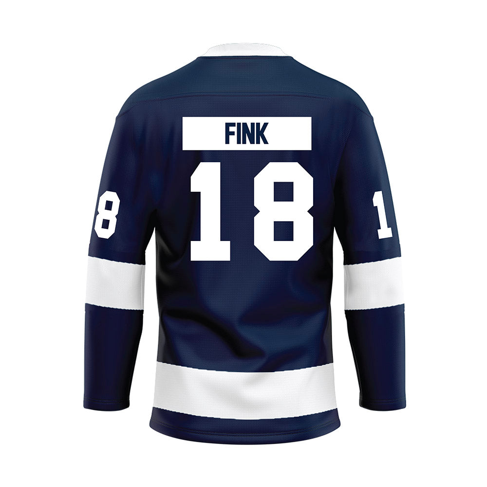 Penn State - NCAA Men's Ice Hockey : Aiden Fink - Navy Hockey Jersey-1