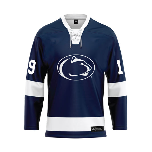 Penn State - NCAA Men's Ice Hockey : Dane Dowiak - Navy Hockey Jersey-0