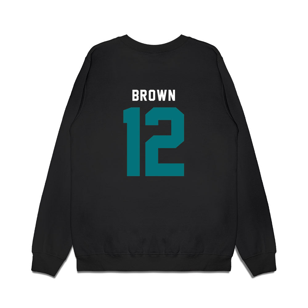 Coastal Carolina - NCAA Men's Basketball : Devin Brown - Vintage Basketball Premium Crewneck Sweatshirt-1