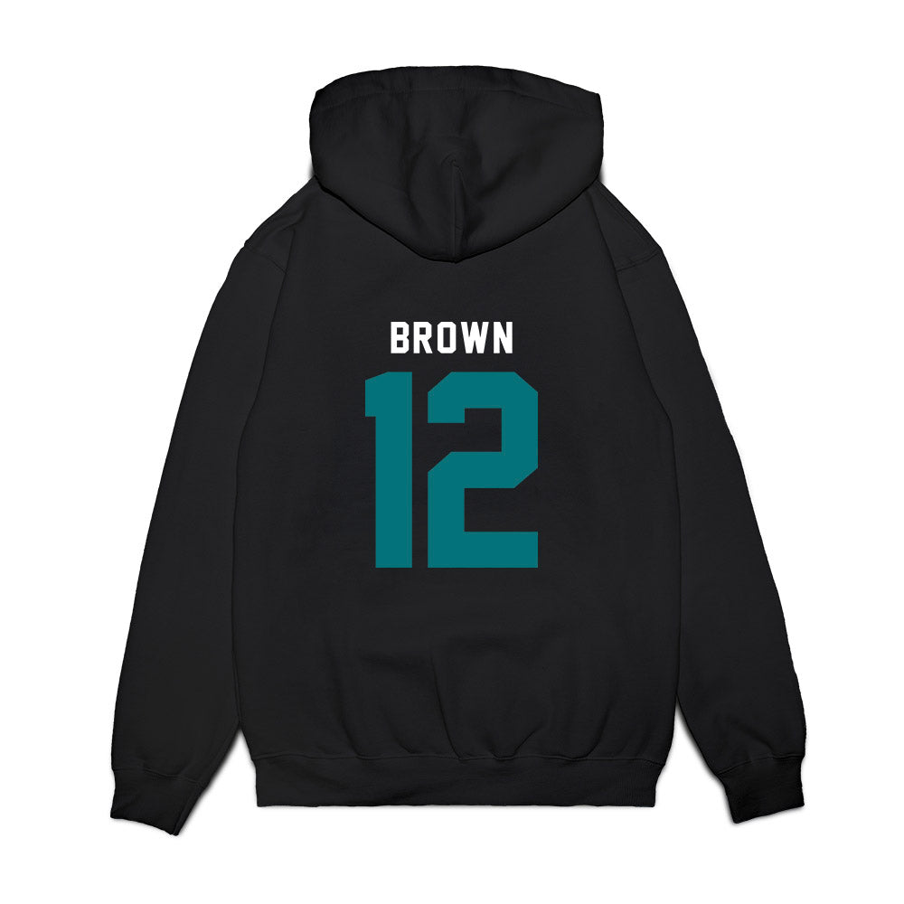 Coastal Carolina - NCAA Men's Basketball : Devin Brown - Vintage Basketball Premium Hooded Sweatshirt-1