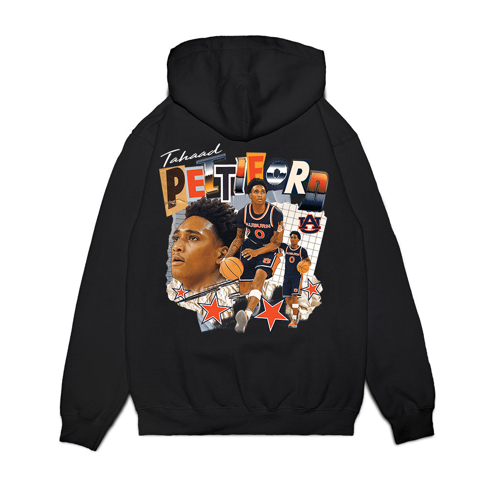 Auburn - NCAA Men's Basketball : Tahaad Pettiford - Cutout Collage Premium Hooded Sweatshirt-1