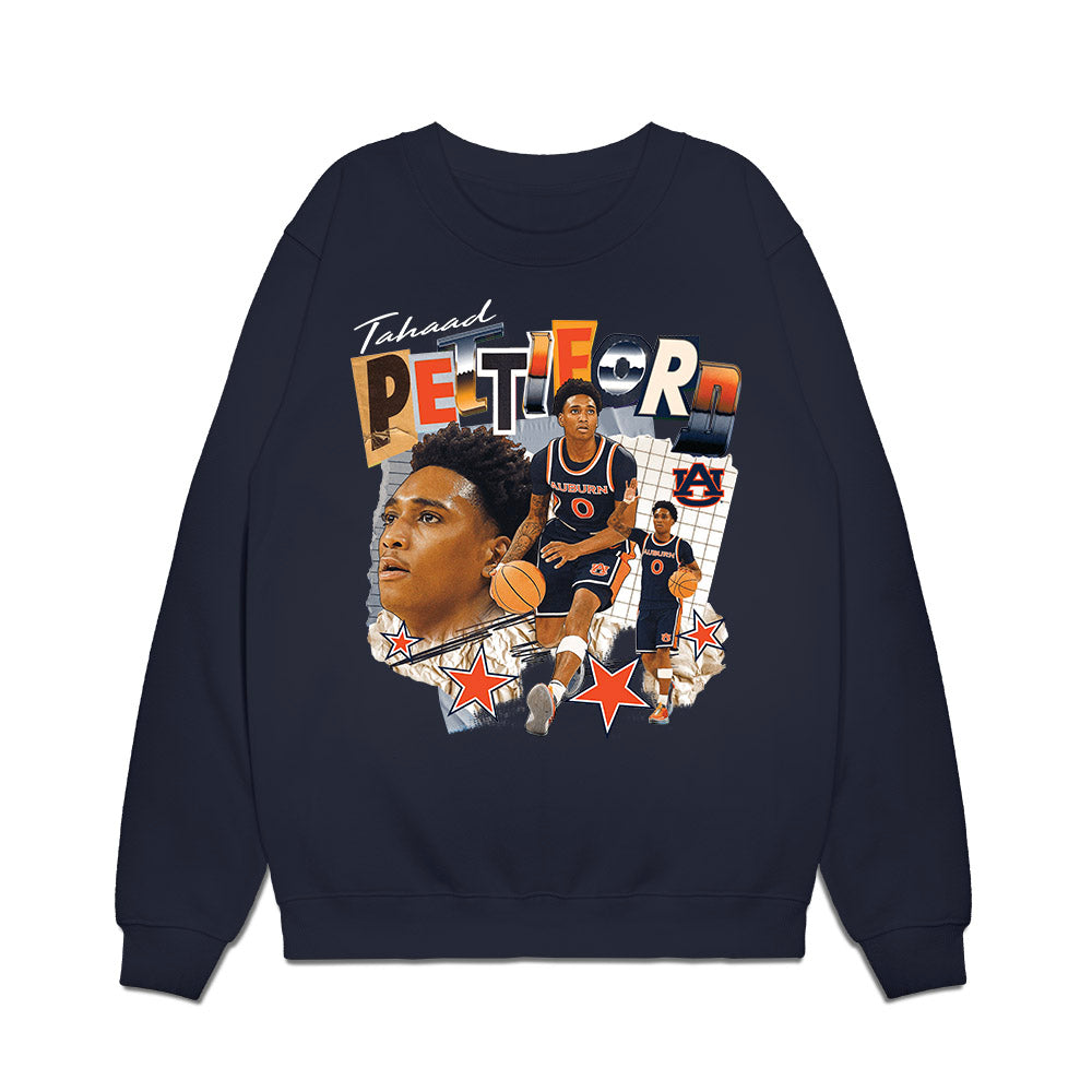 Auburn - NCAA Men's Basketball : Tahaad Pettiford - Cutout Collage Premium Crewneck Sweatshirt-0