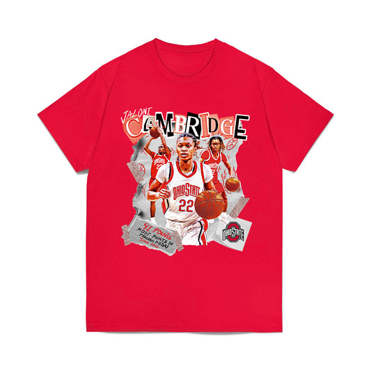 Ohio State - NCAA Women's Basketball : Jaloni Cambridge - Cutout Collage Comfort Colors T-Shirt-0