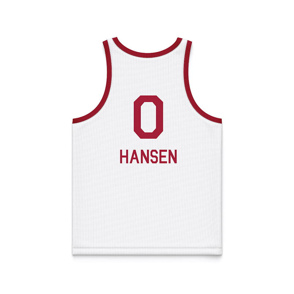 Oklahoma - NCAA Men's Basketball : Jake Hansen - White Basketball Jersey-1