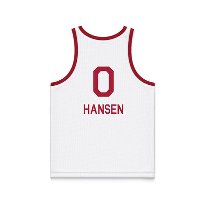 Oklahoma - NCAA Men's Basketball : Jake Hansen - White Basketball Jersey-1