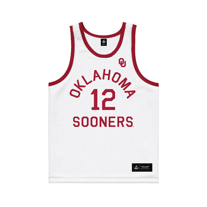 Oklahoma - NCAA Men's Basketball : Jadon Jones - White Basketball Jersey-0