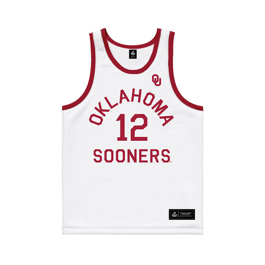 Oklahoma - NCAA Men's Basketball : Jadon Jones - White Basketball Jersey-0