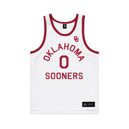 Oklahoma - NCAA Men's Basketball : Jake Hansen - White Basketball Jersey-0