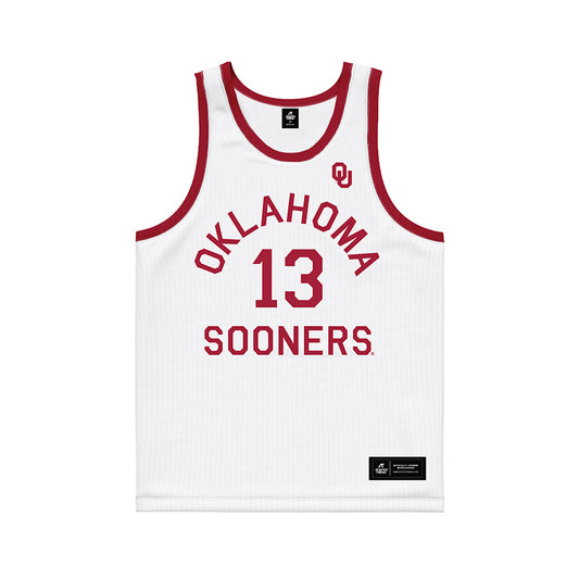 Oklahoma - NCAA Men's Basketball : Tae Davis - White Basketball Jersey-0