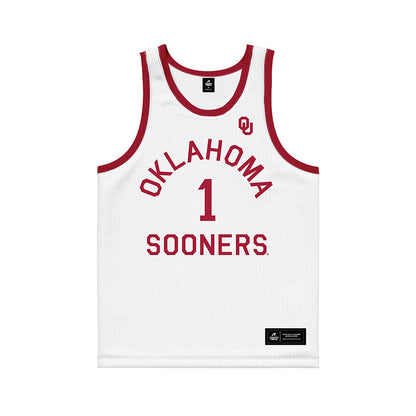 Oklahoma - NCAA Men's Basketball : Xzayvier Brown - White Basketball Jersey-0