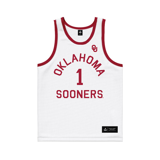 Oklahoma - NCAA Men's Basketball : Xzayvier Brown - White Basketball Jersey-0