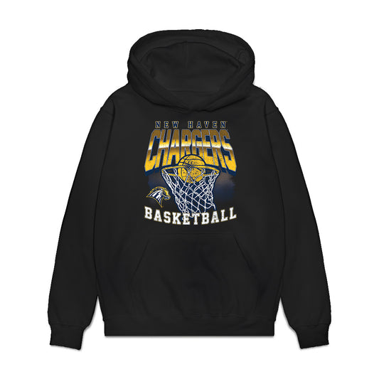New Haven - NCAA Men's Basketball : Najimi George - Vintage Shersey Premium Hooded Sweatshirt-0