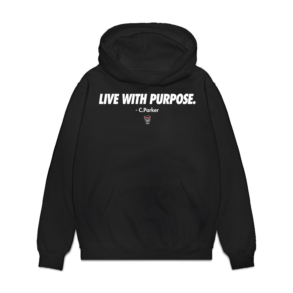 NC State - NCAA Men's Track & Field : Christian Parker - Statement Shirt v1 Premium Hooded Sweatshirt-0