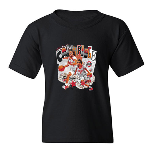 Ohio State - NCAA Women's Basketball : Jaloni Cambridge - Cutout Collage Youth T-Shirt-0