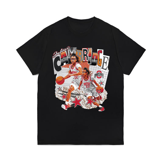 Ohio State - NCAA Women's Basketball : Jaloni Cambridge - Cutout Collage Comfort Colors T-Shirt-0