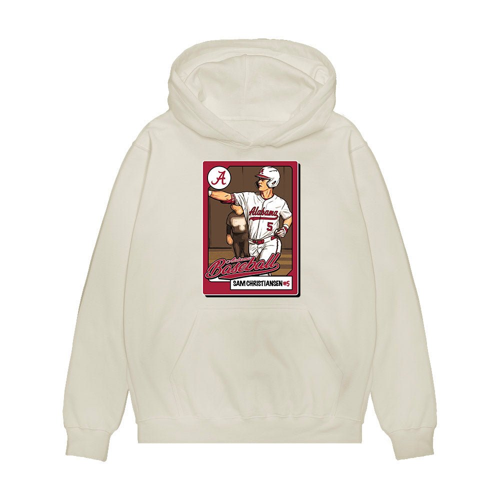 Alabama - NCAA Baseball : Sam Christiansen - Card Caricature Premium Hooded Sweatshirt-0