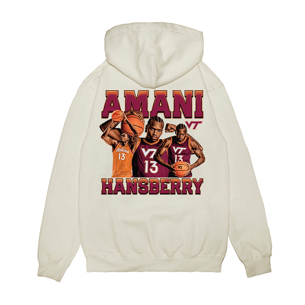Virginia Tech - NCAA Men's Basketball : Amani Hansberry - Collage Premium Hooded Sweatshirt-1