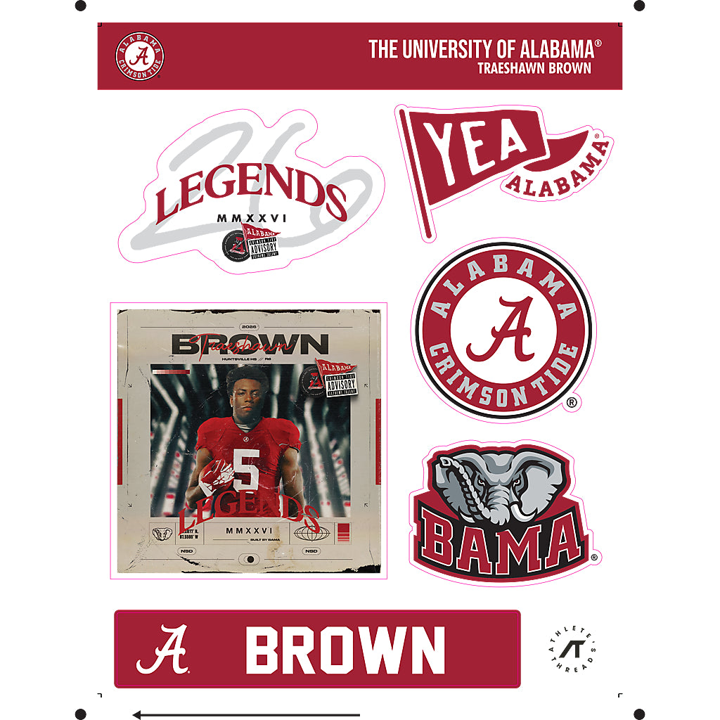 Alabama - NCAA Football : Trae'shawn Brown - Legends 2026 Sticker Sheet-0