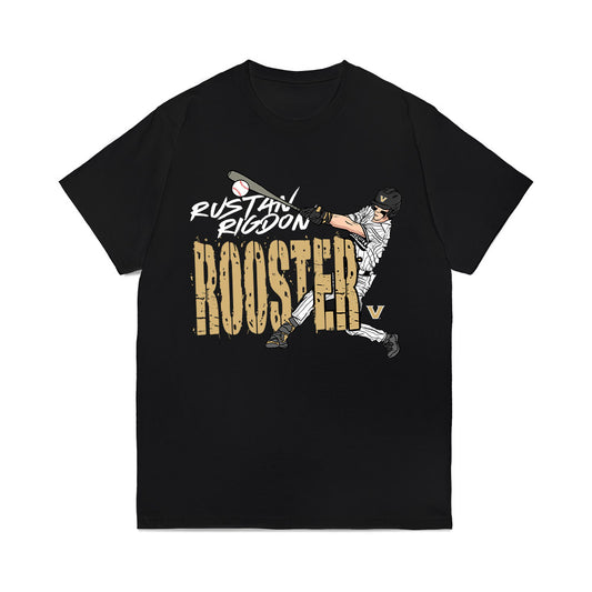 Vanderbilt - NCAA Baseball : Rustan Rigdon - Caricature Comfort Colors T-Shirt-0