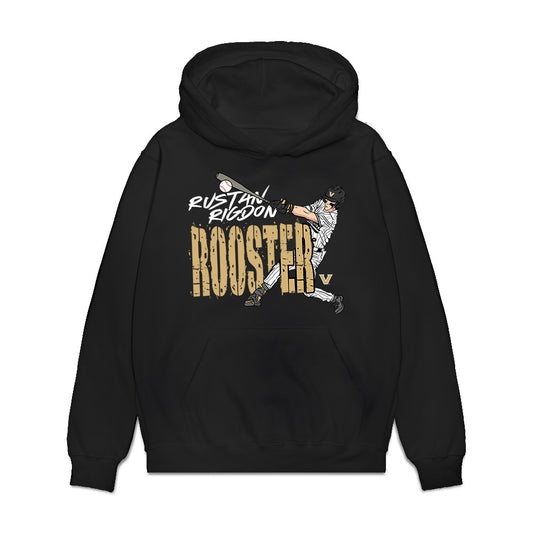Vanderbilt - NCAA Baseball : Rustan Rigdon - Caricature Premium Hooded Sweatshirt-0