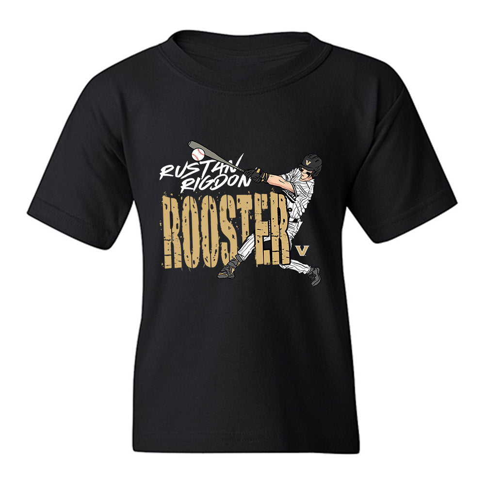 Vanderbilt - NCAA Baseball : Rustan Rigdon - Caricature Youth T-Shirt-0