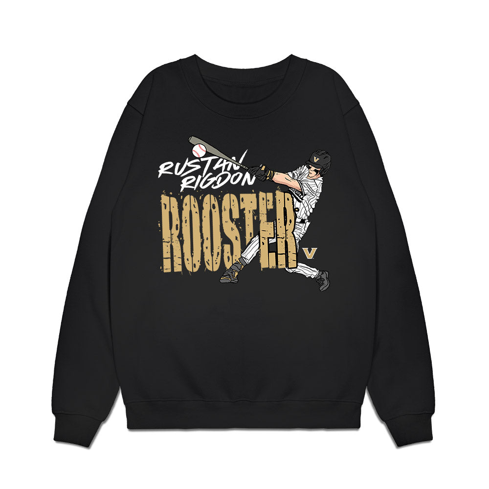 Vanderbilt - NCAA Baseball : Rustan Rigdon - Caricature Premium Crewneck Sweatshirt-0