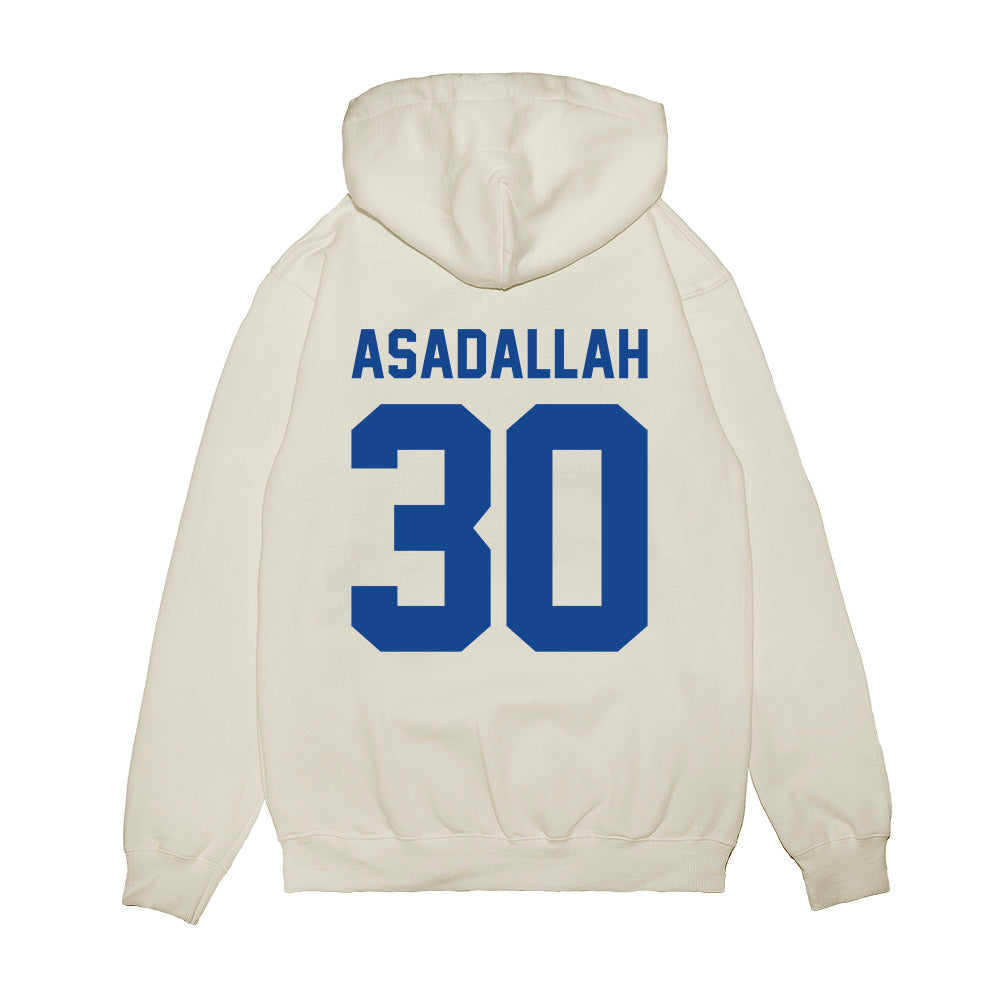 Hampton - NCAA Men's Basketball : Hamza Asadallah - Vintage Shersey Premium Hooded Sweatshirt-1