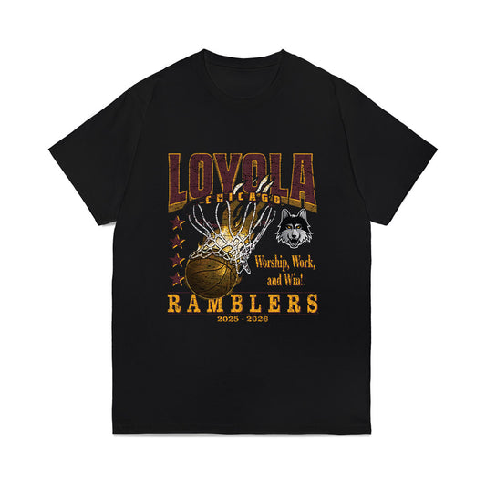 Loyola - NCAA Men's Basketball : Justin Moore - Vintage Basketball Comfort Colors T-Shirt-0