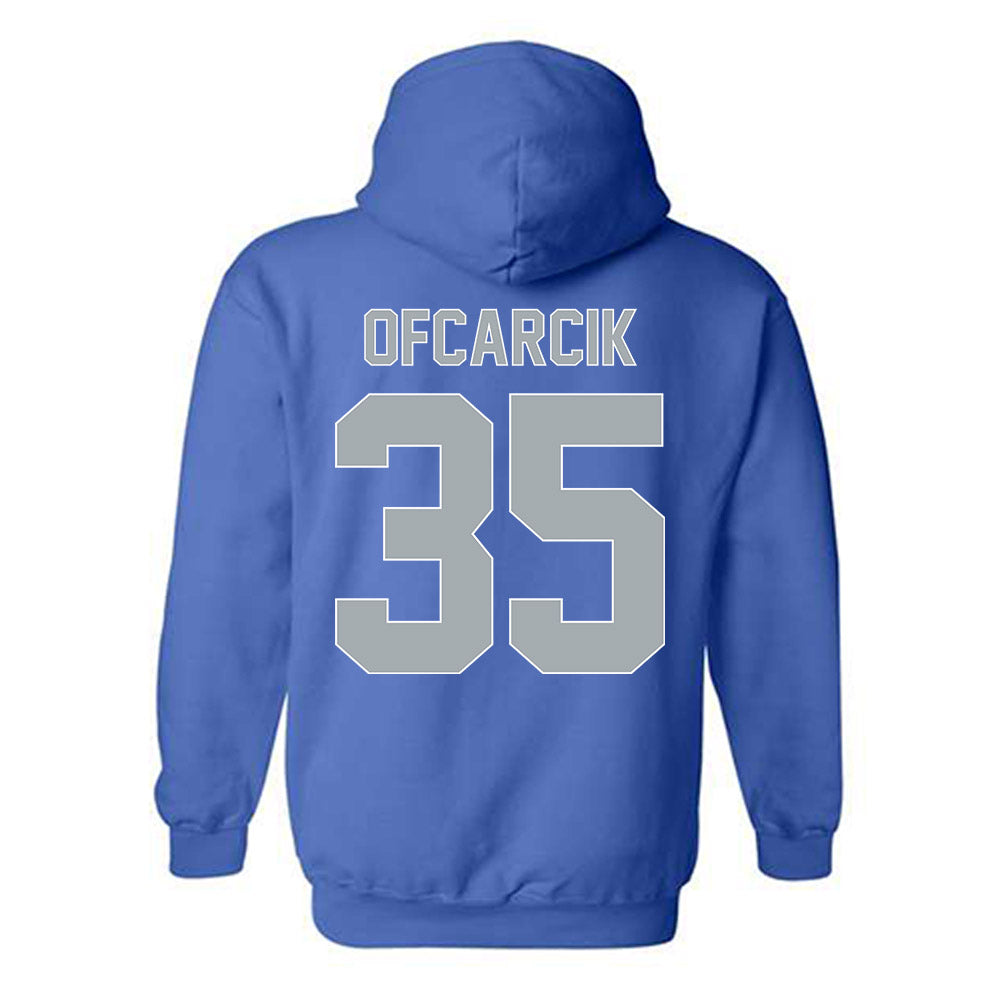 CNU - NCAA Men's Basketball : Jason Ofcarcik - Vintage Shersey Hooded Sweatshirt-1