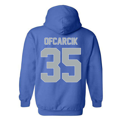 CNU - NCAA Men's Basketball : Jason Ofcarcik - Vintage Shersey Hooded Sweatshirt-1