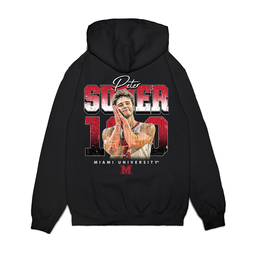 Miami of Ohio - NCAA Men's Basketball : Peter Suder - Graphic Tee Premium Hooded Sweatshirt-1