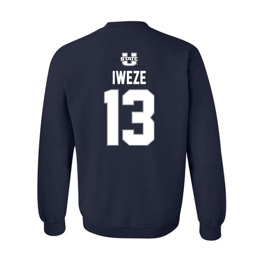 Utah State - NCAA Men's Basketball : David Iweze - Sports Shersey Crewneck Sweatshirt-1