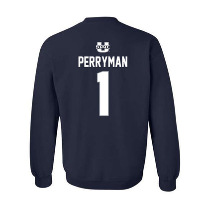 Utah State - NCAA Men's Basketball : Elijah Perryman - Sports Shersey Crewneck Sweatshirt-1