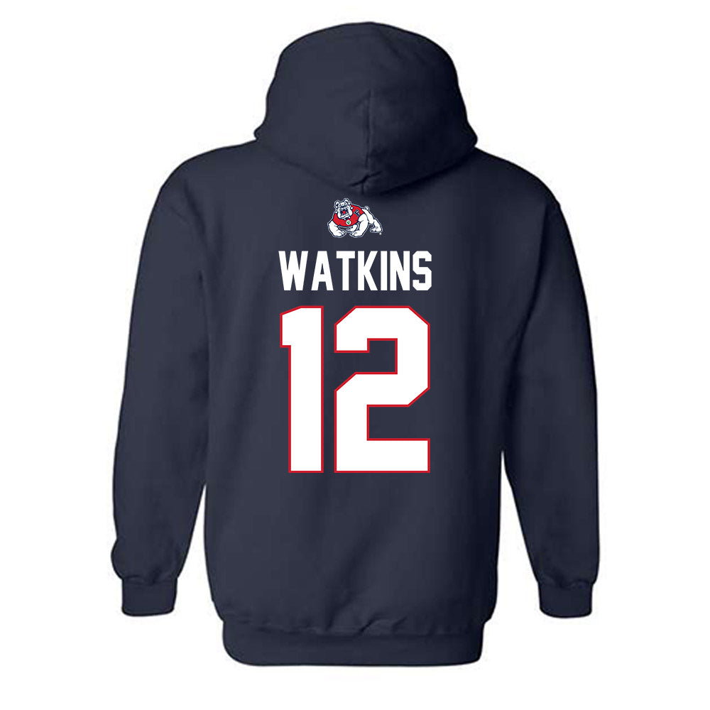 Fresno State - NCAA Women's Basketball : Avery Watkins - Sports Shersey Hooded Sweatshirt-1