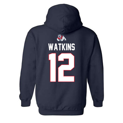 Fresno State - NCAA Women's Basketball : Avery Watkins - Sports Shersey Hooded Sweatshirt-1