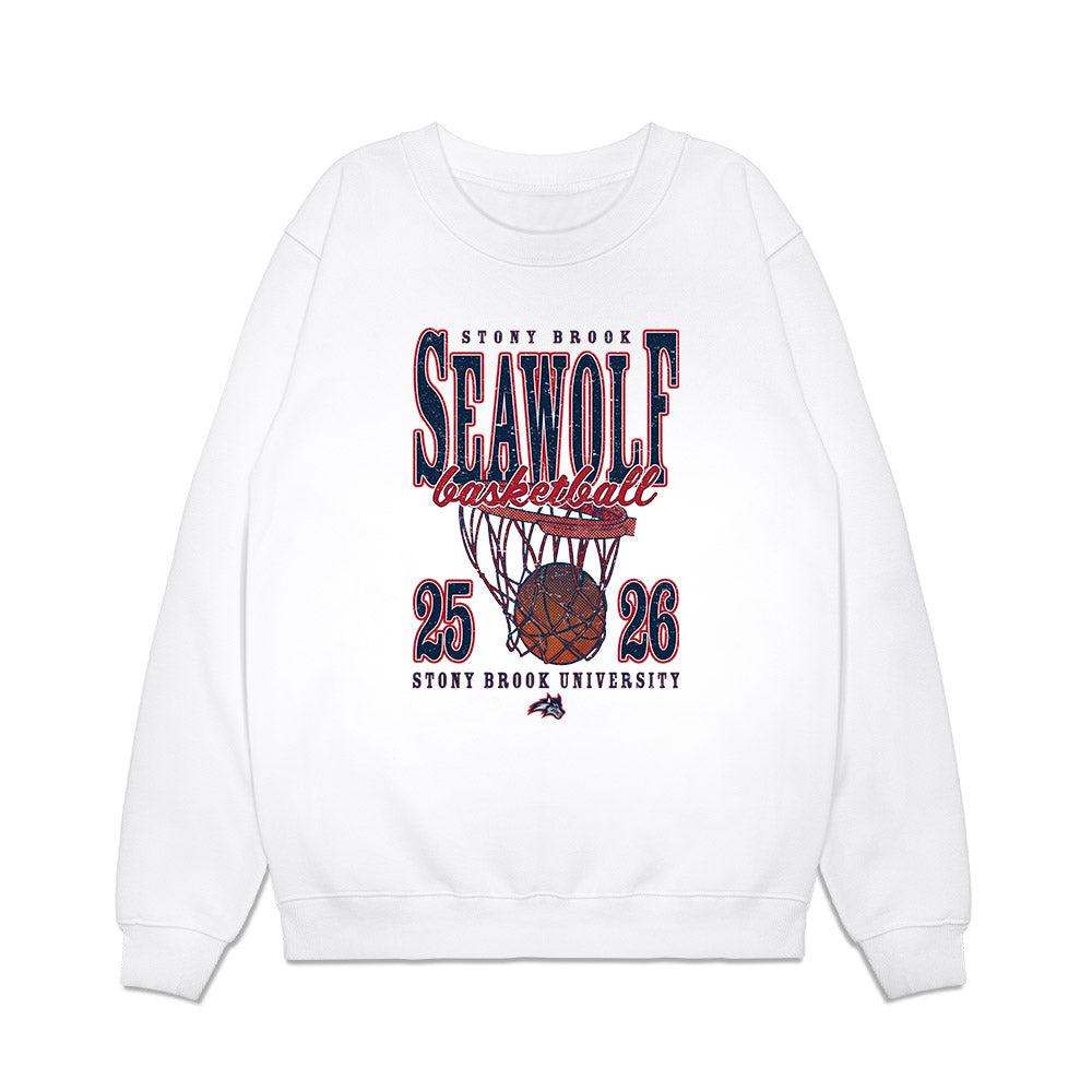 Stony Brook - NCAA Men's Basketball : Leon Nahar - Vintage Basketball Premium Crewneck Sweatshirt-0