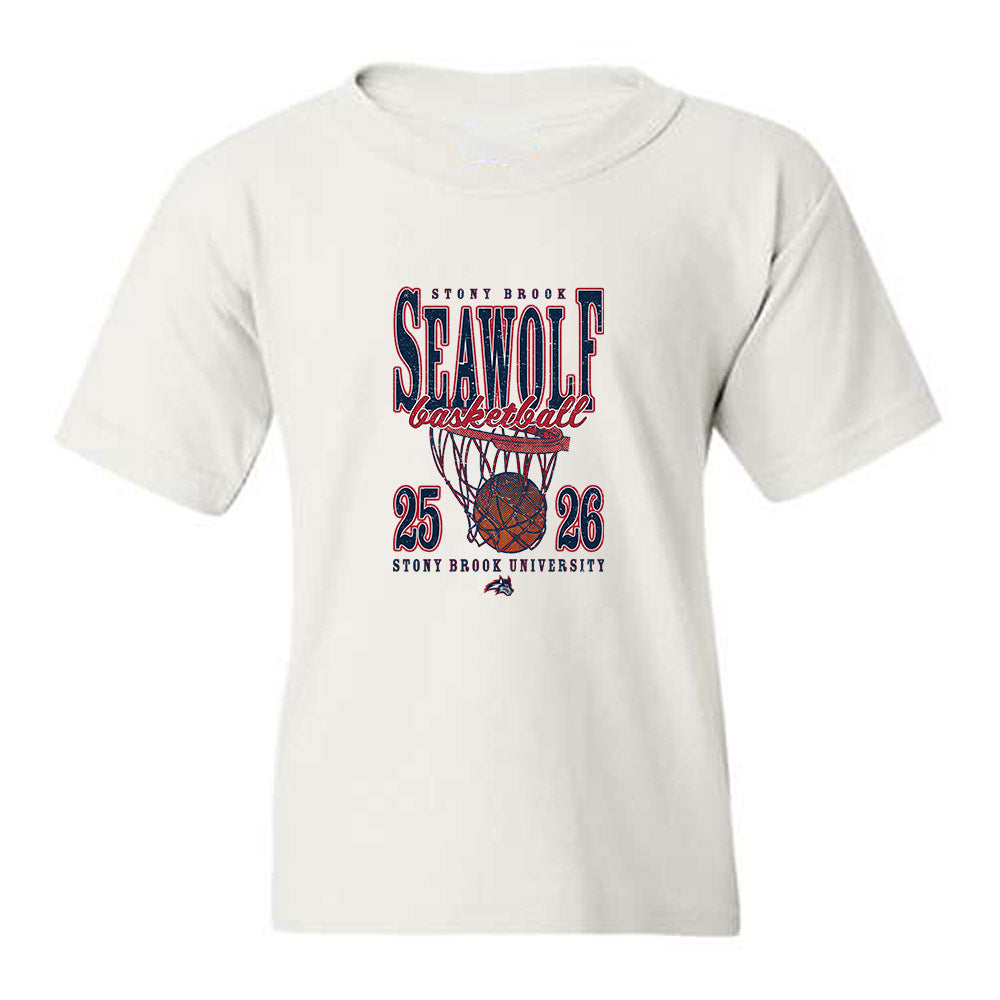 Stony Brook - NCAA Men's Basketball : Ethan Simmon - Vintage Basketball Youth T-Shirt-0