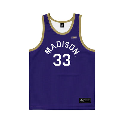 JMU - NCAA Men's Basketball : Gabe Newhof - Hardwood Reissue Basketball Jersey-0