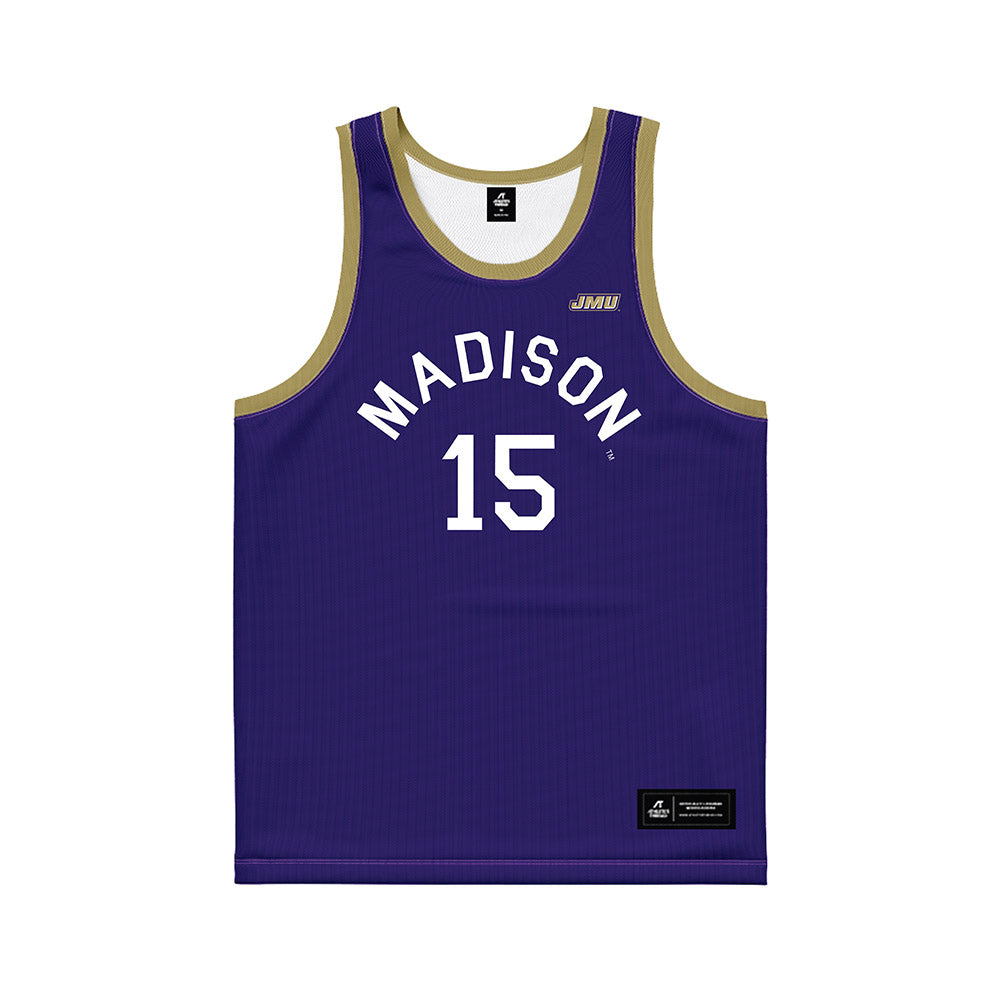 JMU - NCAA Men's Basketball : Joshua Stephen - Hardwood Reissue Basketball Jersey-0