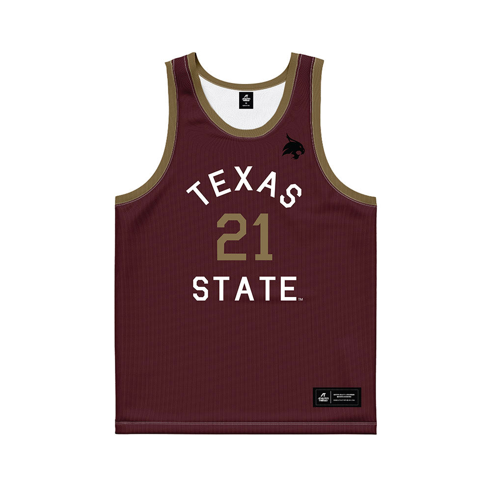 Texas State - NCAA Men's Basketball : Deke Thompson - Hardwood Reissue Basketball Jersey-0
