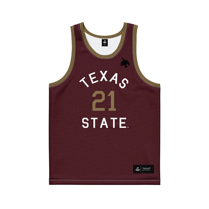 Texas State - NCAA Men's Basketball : Deke Thompson - Hardwood Reissue Basketball Jersey-0