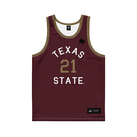 Texas State - NCAA Men's Basketball : Deke Thompson - Hardwood Reissue Basketball Jersey-0
