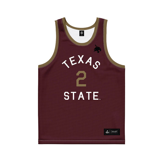 Texas State - NCAA Men's Basketball : Franck Emmou - Hardwood Reissue Basketball Jersey-0