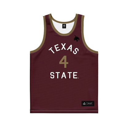 Texas State - NCAA Men's Basketball : Mark Drone - Hardwood Reissue Basketball Jersey-0